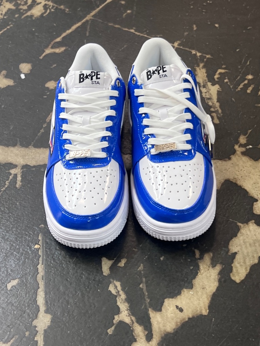 BAPE STA #3 Shark Blue Patent Leather Sneakers Men’s - Picture 2 of 6